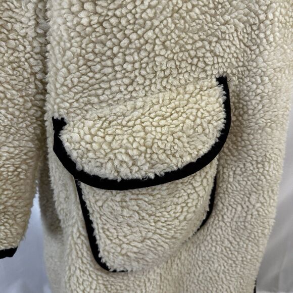 Free People Irresistible Teddy Cardi Maxi Jacket Pockets Oversized Ivory LARGE - Picture 6 of 9